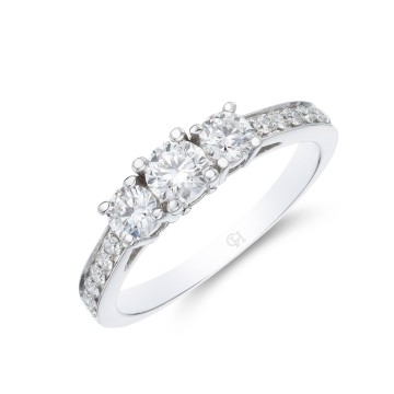 18ct White Gold Brilliant Cut 0.75ct Diamond Three Stone Ring