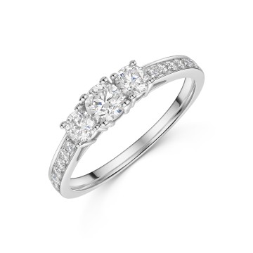 18ct White Gold Brilliant Cut 0.75ct Diamond Three Stone Ring