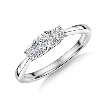 18ct White Gold Round Brilliant 0.50ct Diamond Three Stone Ring