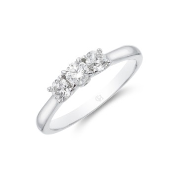 Platinum Brilliant Cut 0.50ct Diamond Three Stone Ring 1