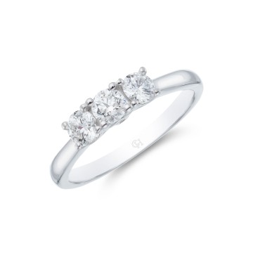 Platinum Brilliant Cut 0.50ct Diamond Three Stone Ring 1