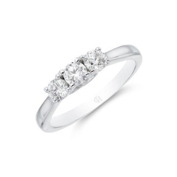 Platinum Brilliant Cut 0.50ct Diamond Three Stone Ring 1