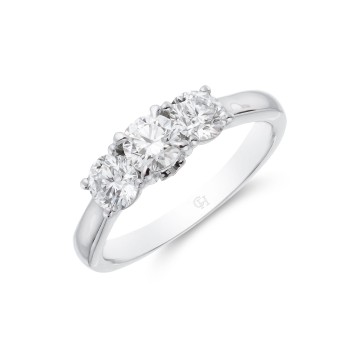 Platinum Brilliant Cut 1.00ct Diamond Three Stone Ring 1