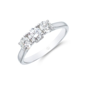 Platinum Brilliant Cut 1.00ct Diamond Three Stone Ring 1