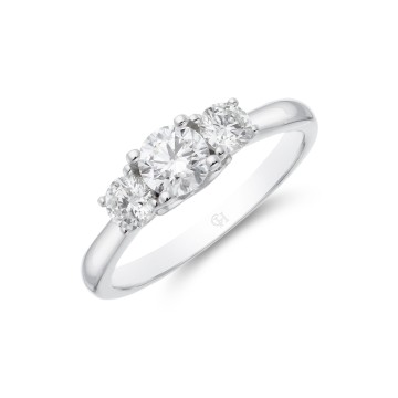 Platinum Brilliant Cut 0.75ct Diamond Three Stone Ring 1