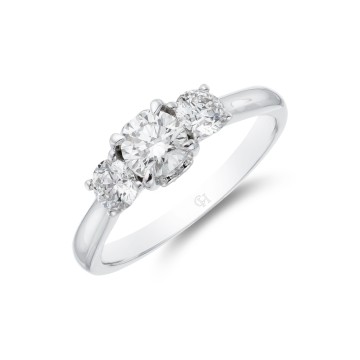 Platinum Brilliant Cut 1.00ct Diamond Three Stone Ring 1
