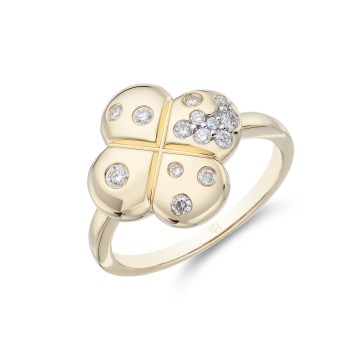 18ct Yellow Gold 0.21ct Round Brilliant Cluster Flower Style Diamond Ring