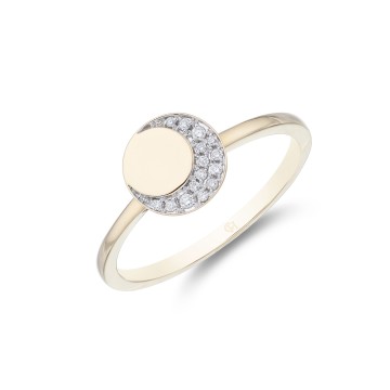 18ct Yellow Gold 0.07ct Diamond Disk Cluster Ring