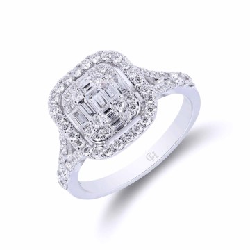 18ct White Gold Brilliant Cut 0.70ct Diamond Cluster Ring