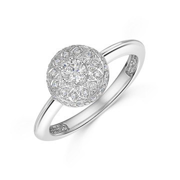 18ct White Gold 0.27ct Round Brilliant Diamond Cluster Ring