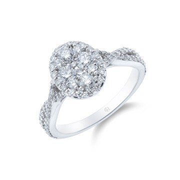 Platinum Brilliant Cut 1.00ct Diamond Cluster Ring