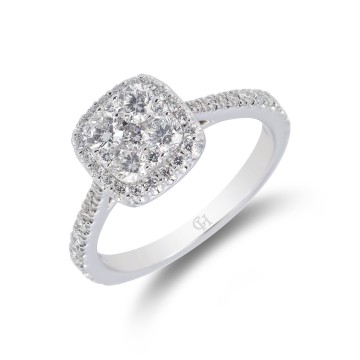 Platinum Brilliant Cut 1.00ct Diamond Cluster Ring