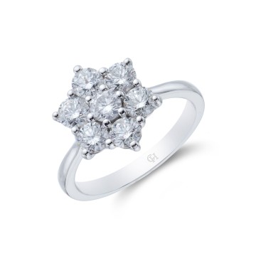 18ct White Gold Brilliant Cut 0.70ct Diamond Cluster Ring