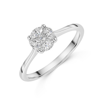 Platinum Marquise and Princess Cut 0.40ct Cluster Ring