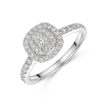 Plt Pcut 0.15ct with RB Dia cluster 0.50cttw