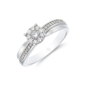 18ct White Gold Brilliant Cut 0.70ct Diamond Cluster Ring