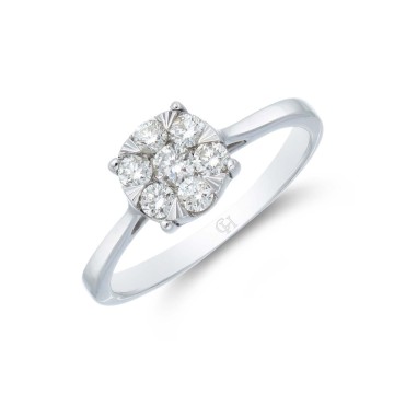 18ct White Gold Brilliant Cut 0.70ct Diamond Cluster Ring