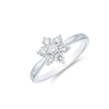 9ct White Gold Round Brilliant 0.51ct Diamond Flower Cluster Ring