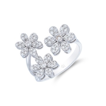 9ct White Gold 0.51ct Diamond Flower Cluster Ring 