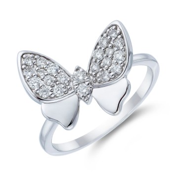 9ct White Gold 0.37ct Diamond Butterfly Fancy Band