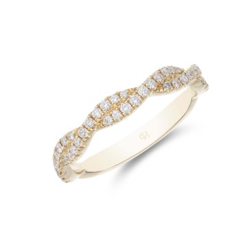 18ct Yellow Gold Brilliant Cut 0.13ct Diamond Twist Eternity Ring