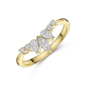 18ct Yellow Gold 0.56ct Mixed Cut Diamond Shaped Eternity Ring