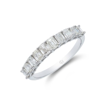 18ct White Gold Emerald Cut 1.00ct Diamond Eternity Ring