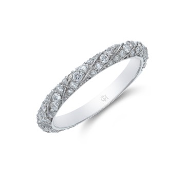 18ct White Gold 0.58ct Round Brilliant Pavé Diamond Twist Eternity Ring