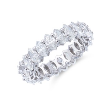 18ct White Gold 3.05ct Diamond Marquise Eternity Ring 