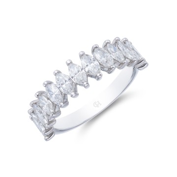9ct White Gold 1.00ct Diamond Marquise Eternity Ring