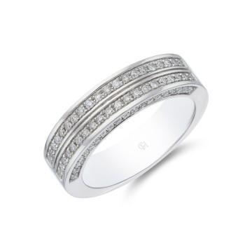 Platinum 0.40ct Double Row Channel Set Diamond Wedding Band