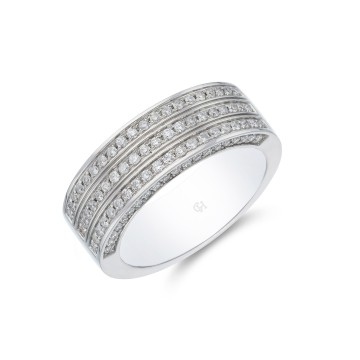 Platinum 0.40ct Triple Row Channel Set Diamond Wedding Band