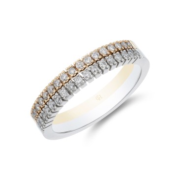 Platinum 0.34ct Double Row Claw Set Diamond Wedding Band
