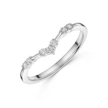 Platinum 0.14ct Round Brilliant and Baguette Diamond Wishbone Eternity Ring