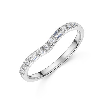 Platinum 0.27ct Round Brilliant & Baguette Diamond Wishbone Eternity Ring