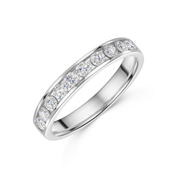 Platinum 0.50ct Round Brilliant 10 Stone Diamond Eternity Ring 