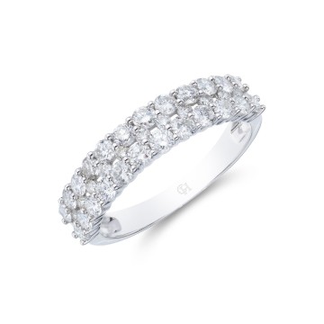 9ct White Gold Brilliant Cut 1.00ct Diamond Double Row Eternity Ring