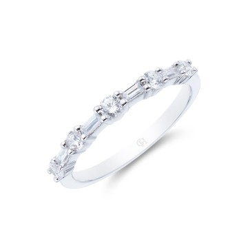 9ct White Gold Baguette and Brilliant Cut 0.49ct Diamond Eternity Ring