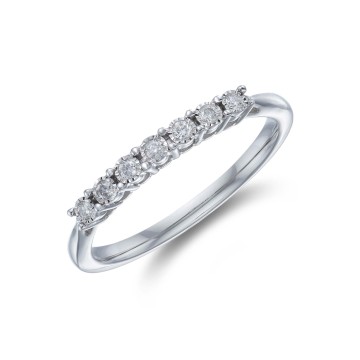 9ct White Gold Round Brilliant 0.07ct Diamond Illusion Set Eternity Ring