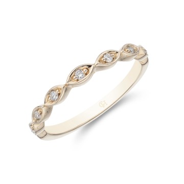 9ct White Gold 0.11ct Diamond Trilogy Wishbone Eternity Ring 