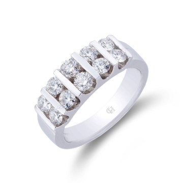 18ct White Gold Brilliant Cut 1.00ct Double Row Diamond Fancy Band