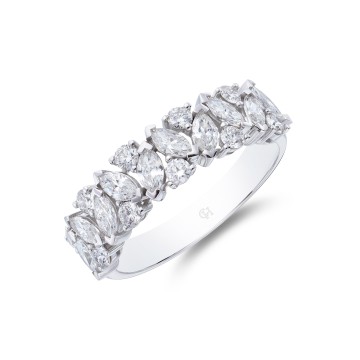 18ct White Gold 1.29ct Marquise and Mixed Cut Diamond Fancy Band
