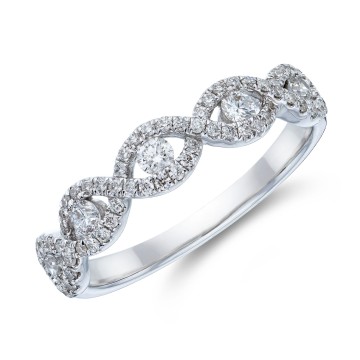 18ct White Gold 0.51ct Diamond Open Wave Fancy Band Ring 