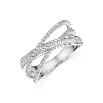 18ct White Gold 0.60ct Mixed Cut Diamond Crossover Fancy Band