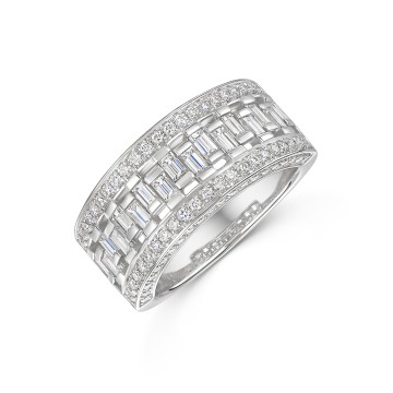 Platinum Baguette Cut & Round Brilliant 1.15ct Diamond Band