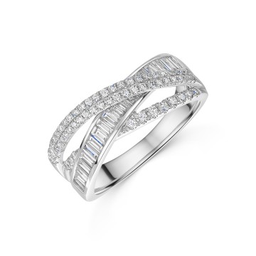 Platinum 0.80ct Diamond Cross Over Fancy Band