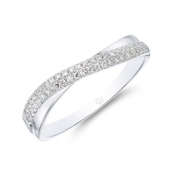 9ct White Gold Brilliant Cut 0.14ct Diamond Twist Fancy Band