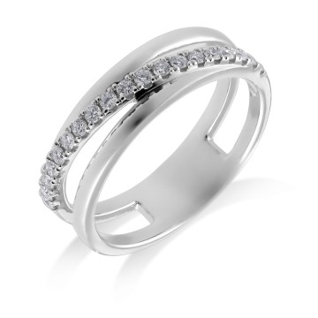 9ct White Gold Brilliant Cut 0.25ct Diamond Cross Over Fancy Band