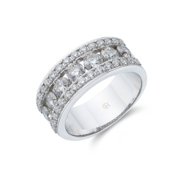 1857 9ct White Gold Brilliant Cut 2.00ct Diamond Fancy Band