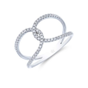 9ct White Gold Brilliant Cut Diamond 0.19ct Open Fancy Band